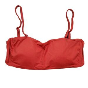 Andie Swim Bora Bora Bandeau Bikini Top Size Large Lined Padded Red Chili Pepper